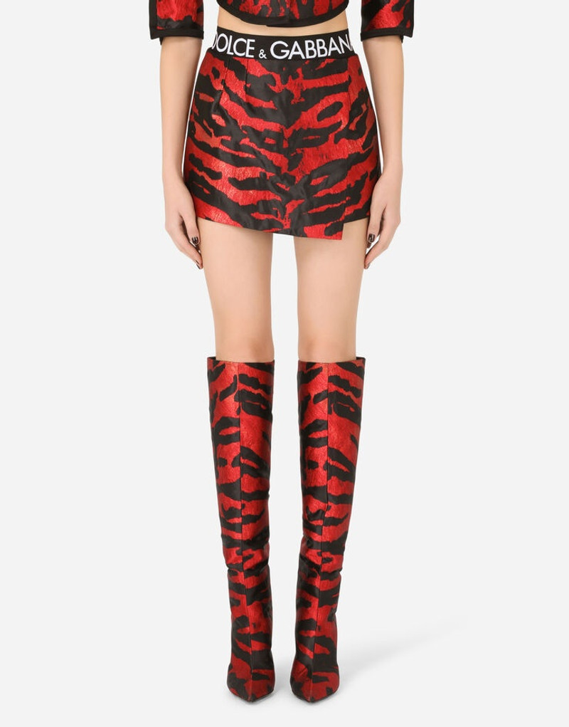 Dolce & Gabbana Tiger-design wrap skirt in lamé jacquard outlook