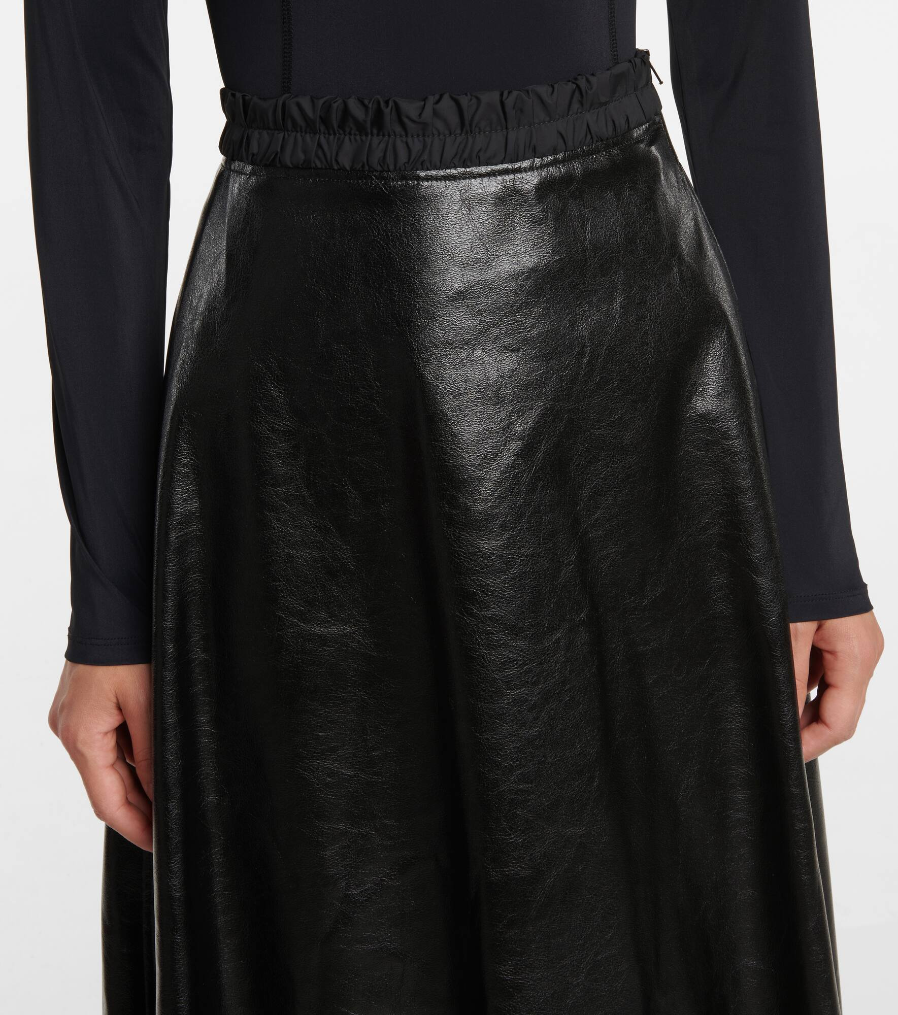 Faux leather midi skirt - 4