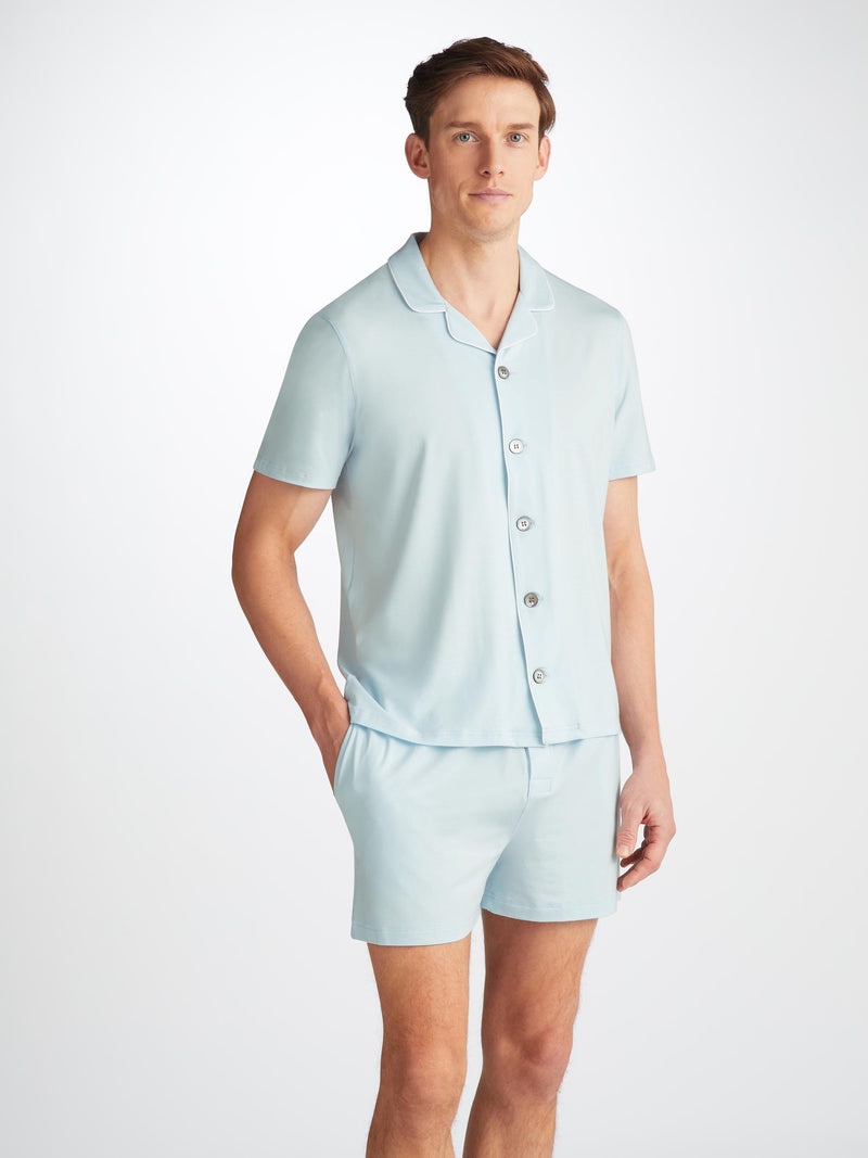 Men's Short Pyjamas Basel Micro Modal Stretch Ice Blue - 3