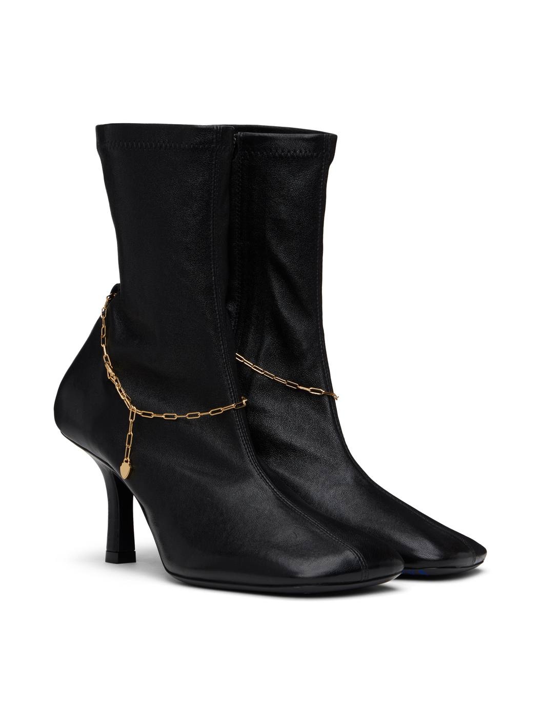 Black Leather Slinky Legging Low Boots - 4