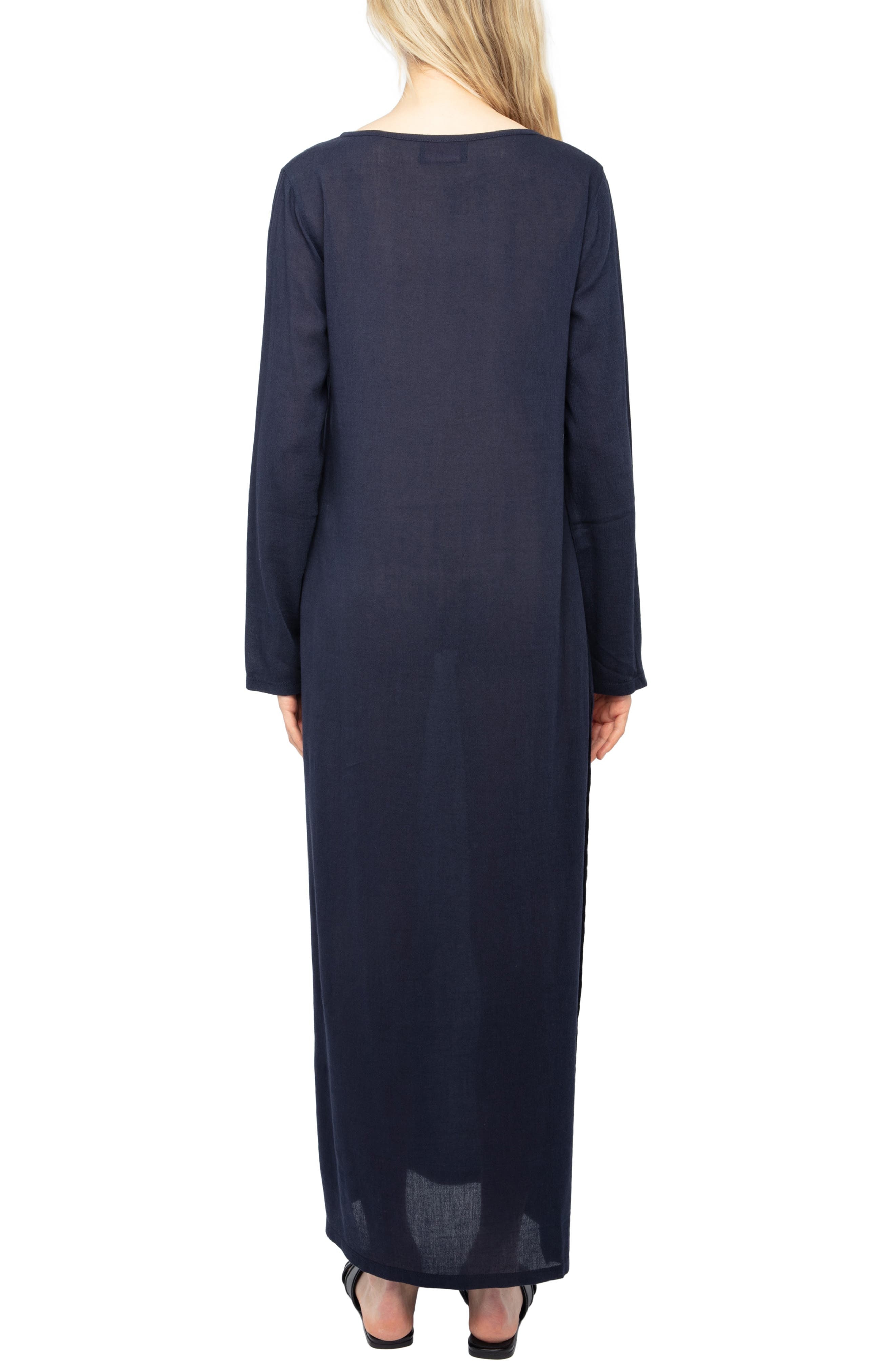 Zadig & Voltaire Delia V Long Sleeve Maxi Dress in Encre at Nordstrom - 2