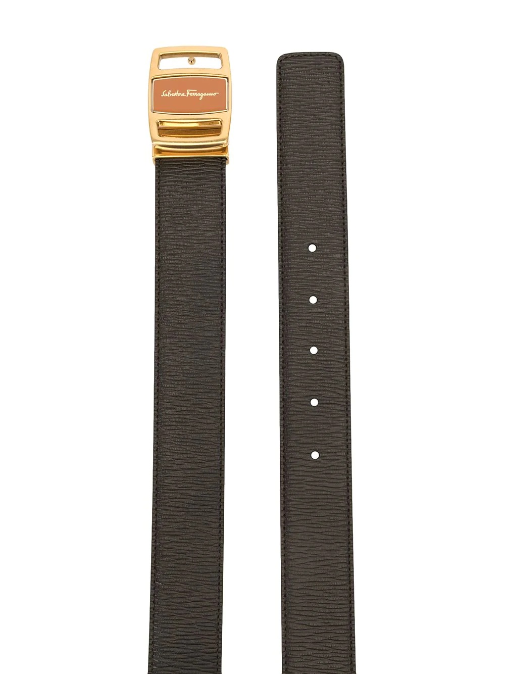 reversible logo-engraved buckle belt - 2