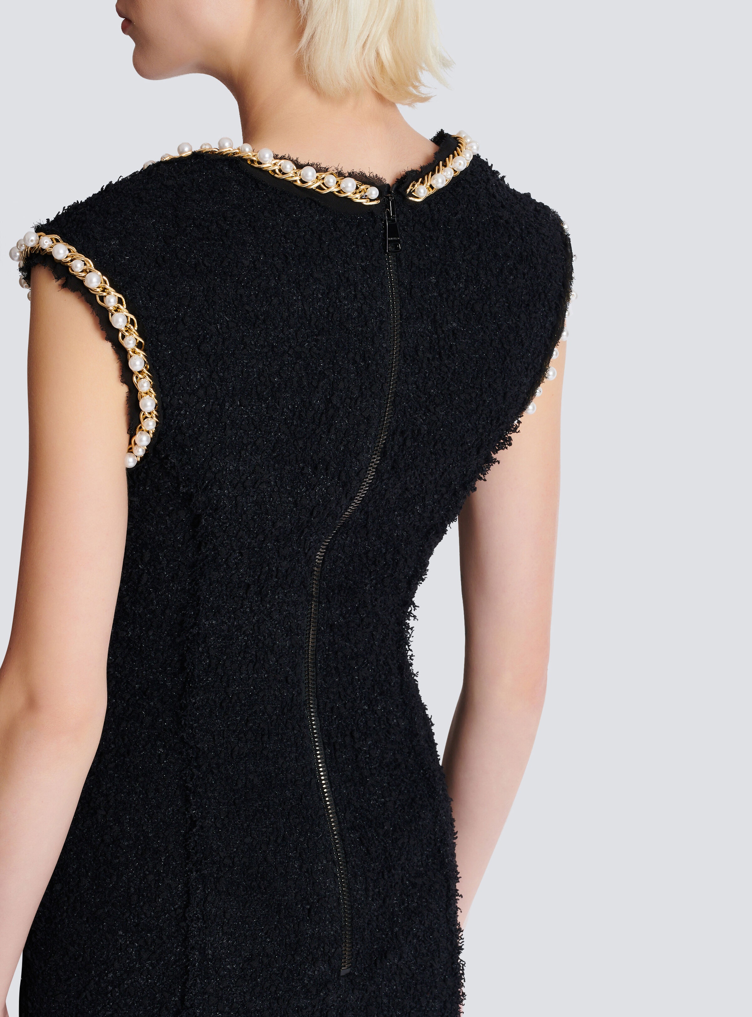 Tweed dress with pearl trim - 9