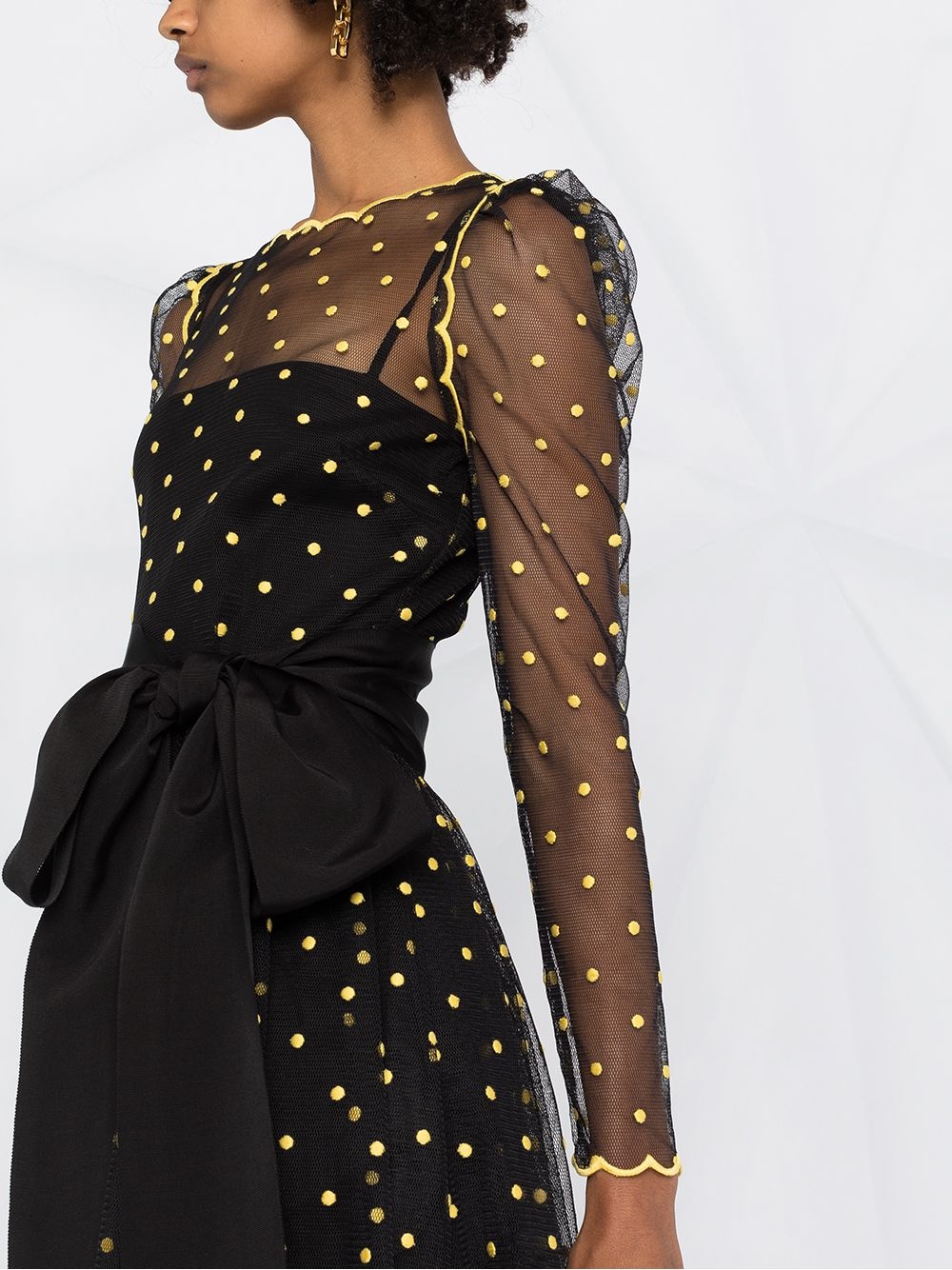 polka dot mesh-detail dress - 3