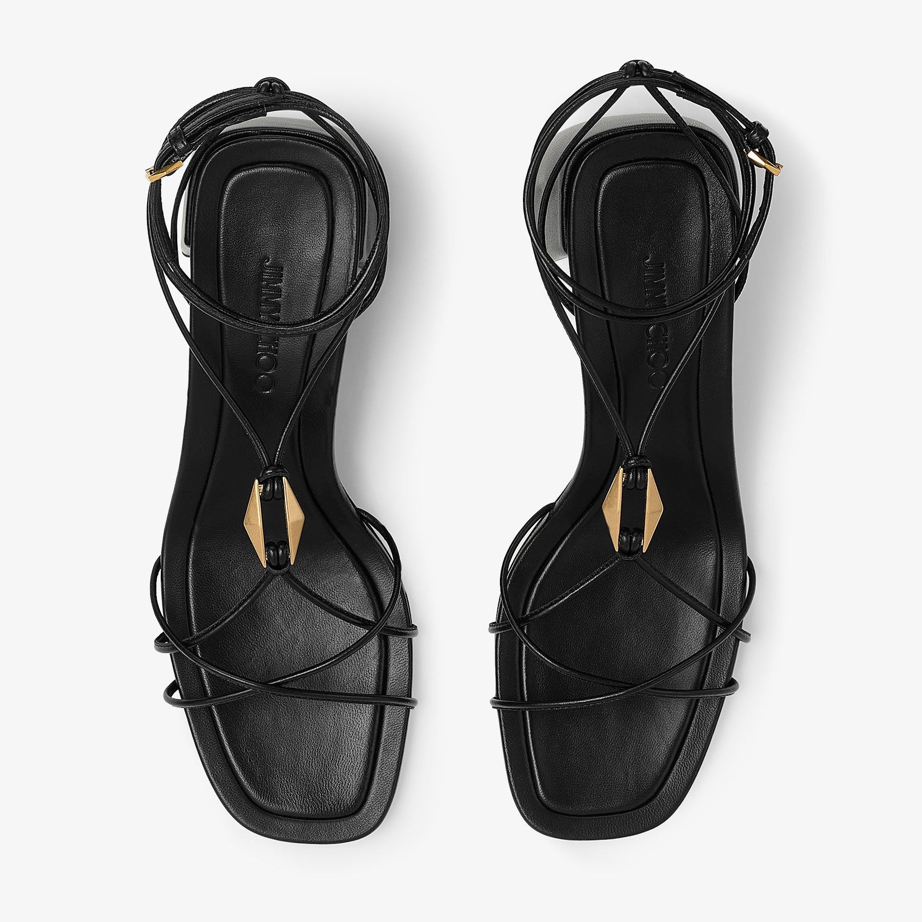 JIMMY CHOO Onyxia 70 Black Nappa Leather Sandals | REVERSIBLE