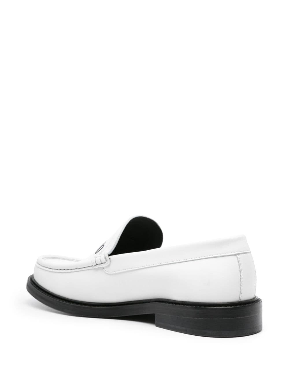 logo-print leather loafers - 3