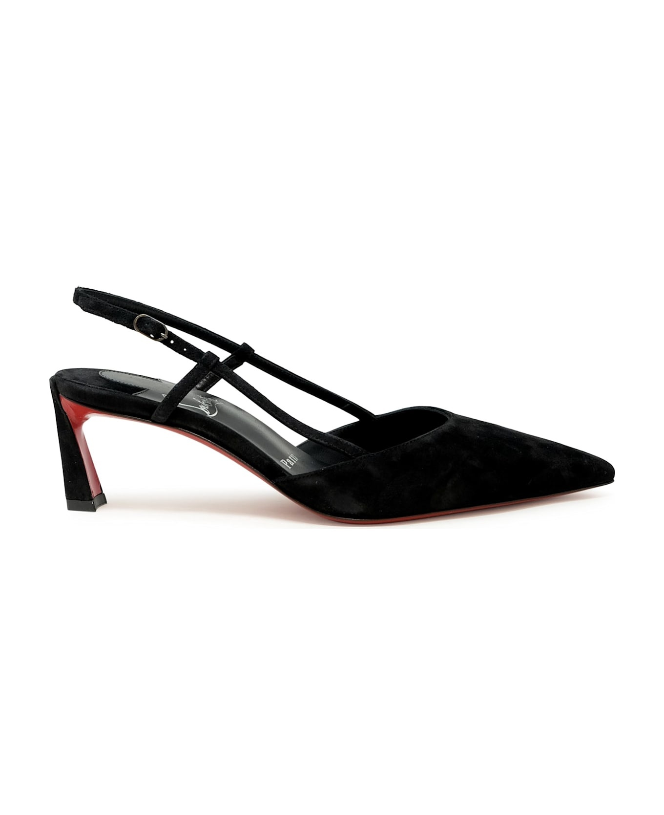 Christian Louboutin Black Veau Velours Condorline 55 Slingback - 1