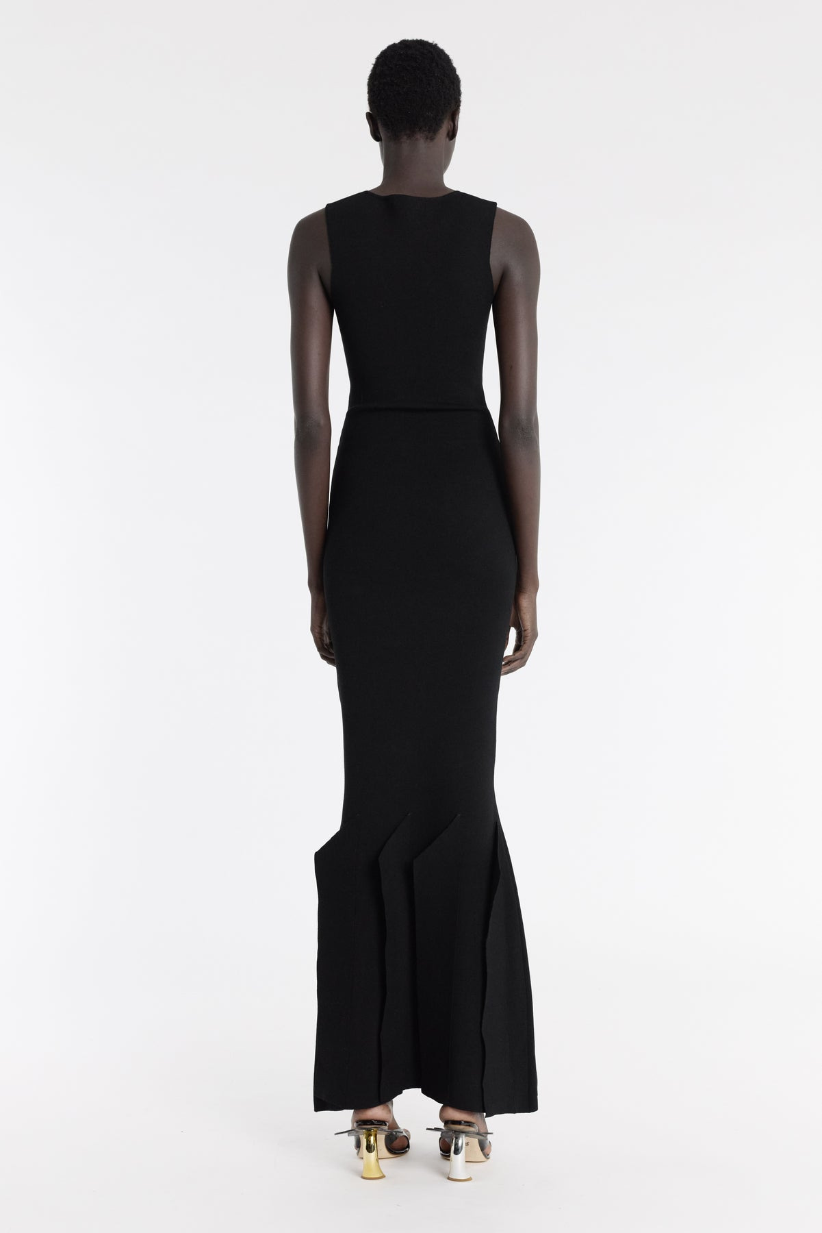 KNIT DRESS WITH HEM PANEL DETAIL BLACK - 3