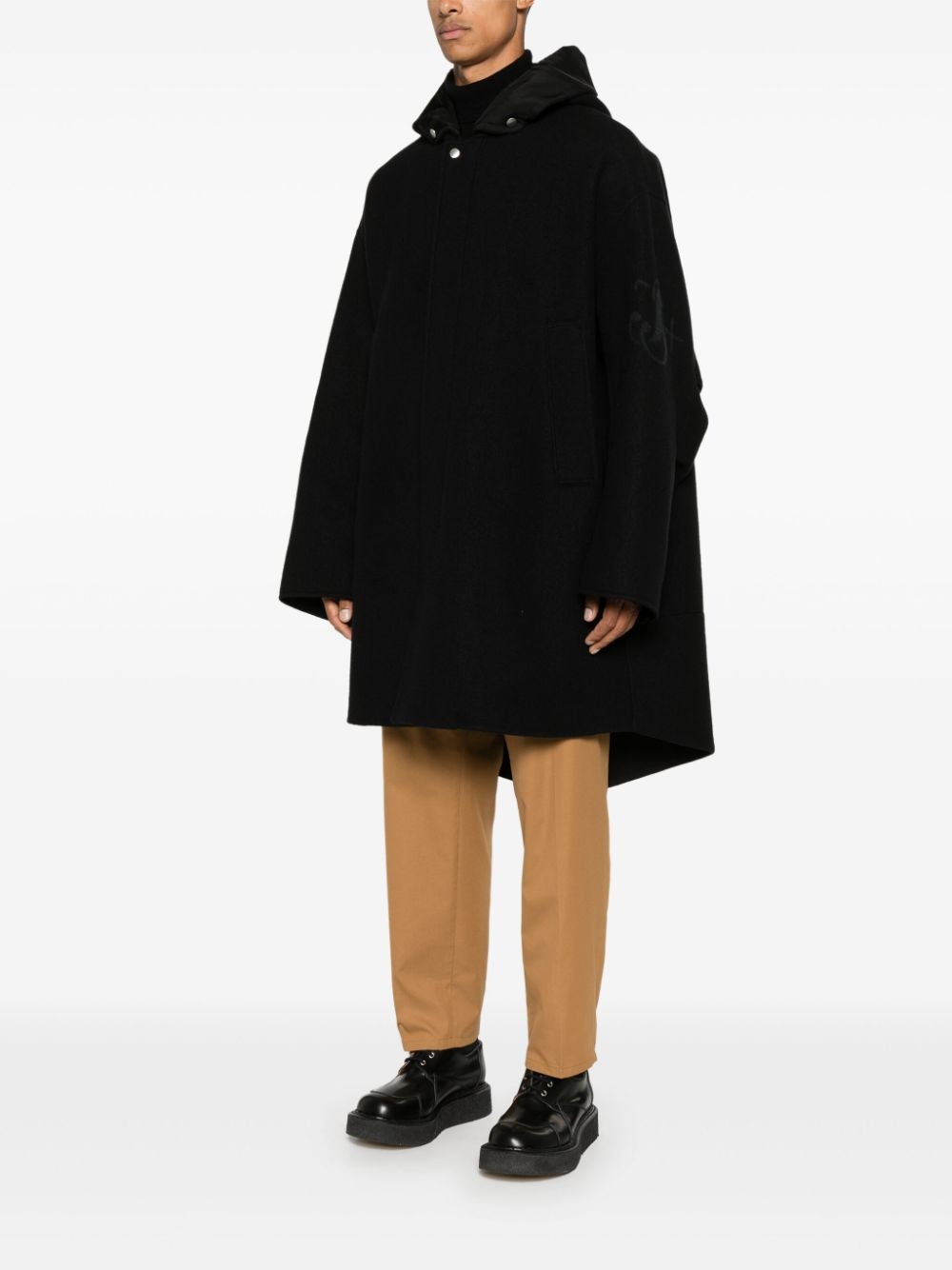 + logo-jacquard coat - 3