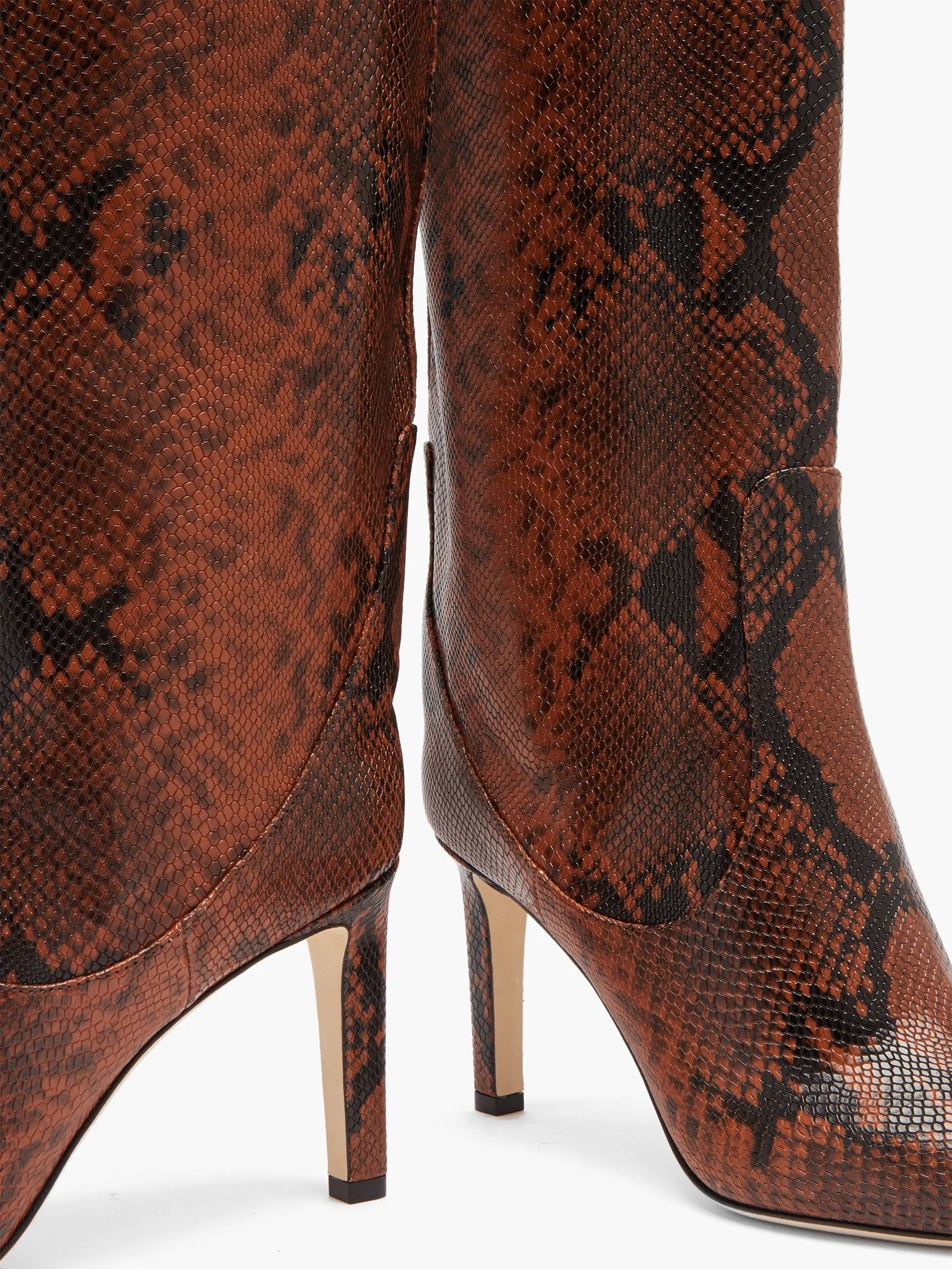 Mavis 85 python-effect leather knee-high boots - 6