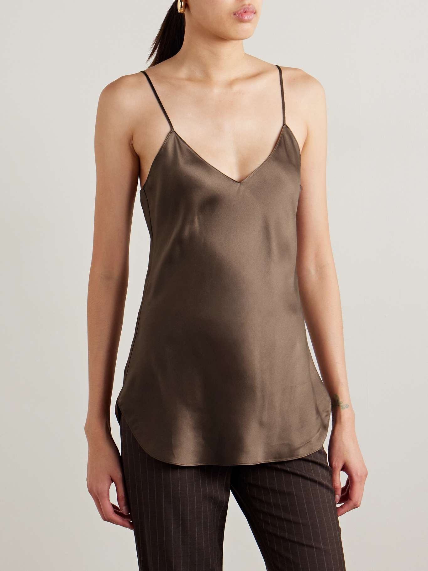 Isabella silk-satin camisole Brown - 3