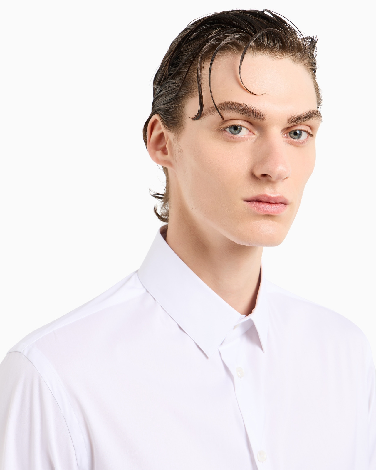 Stretch fabric shirt with collar stays - 5