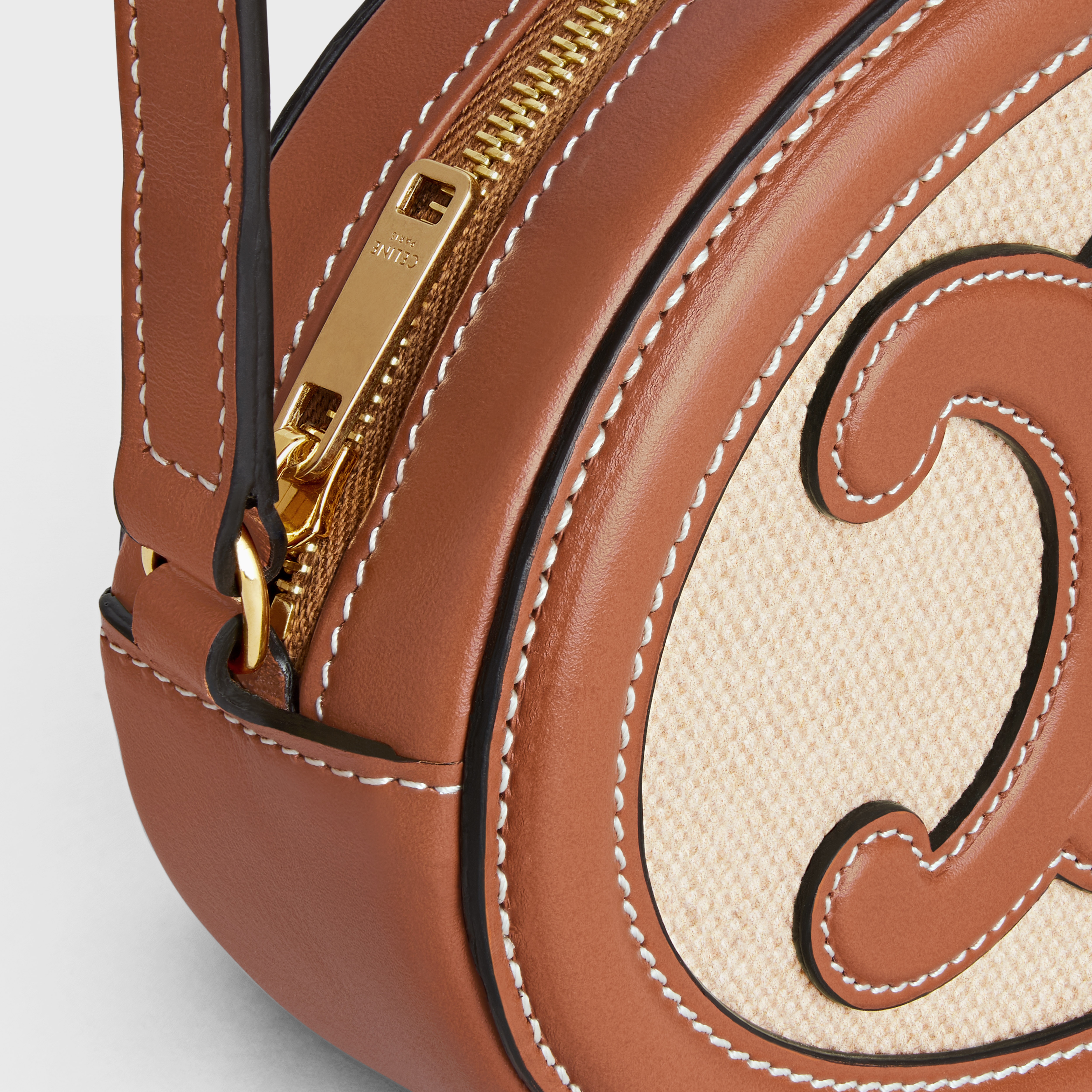 CROSSBODY OVAL PURSE cuir triomphe in textile and calfskin - 4