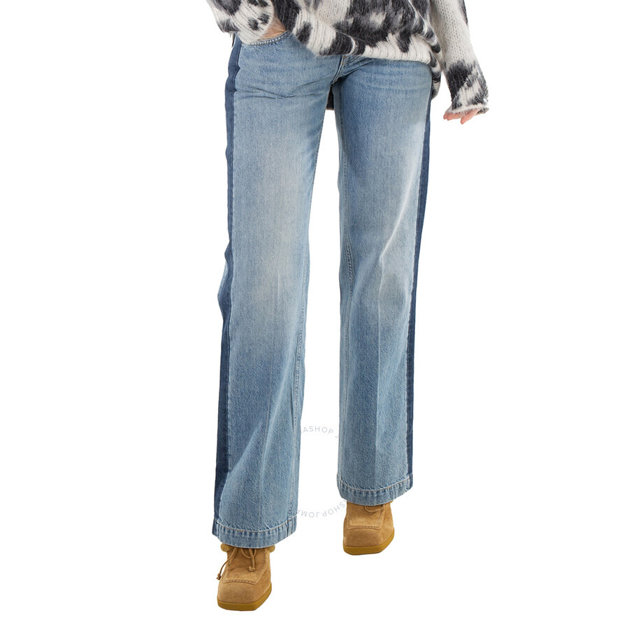 Stella McCartney Blue Panelled Straight-Leg Denim Jeans - 1