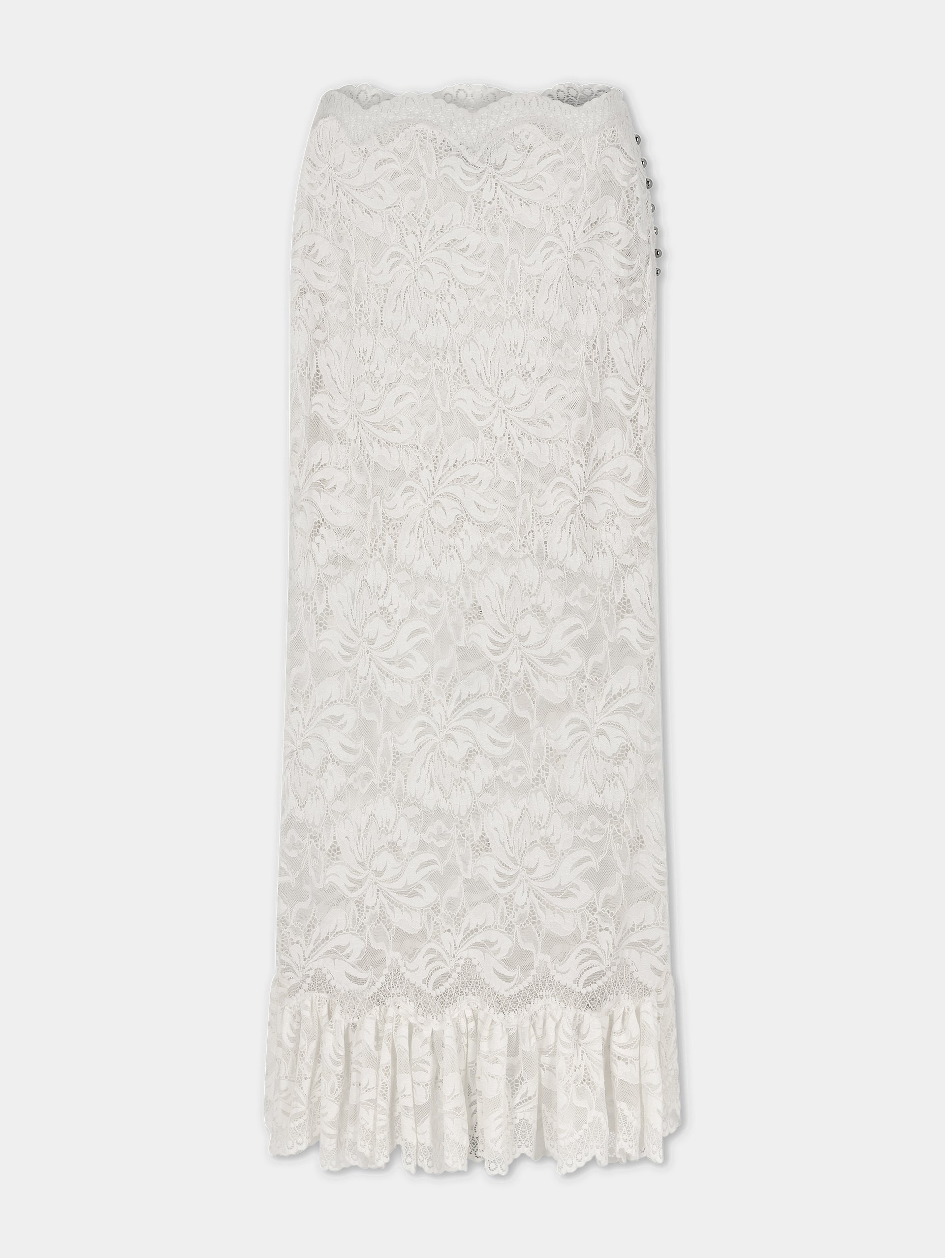 MAXI STRETCH LACE IVORY SKIRT - 1