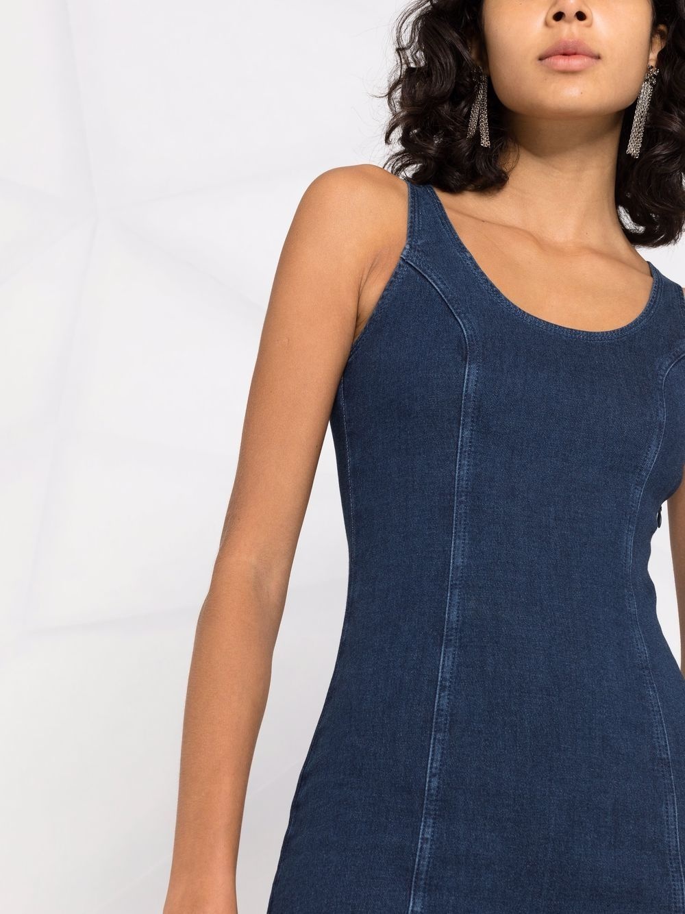 sleeveless denim mini dress - 5