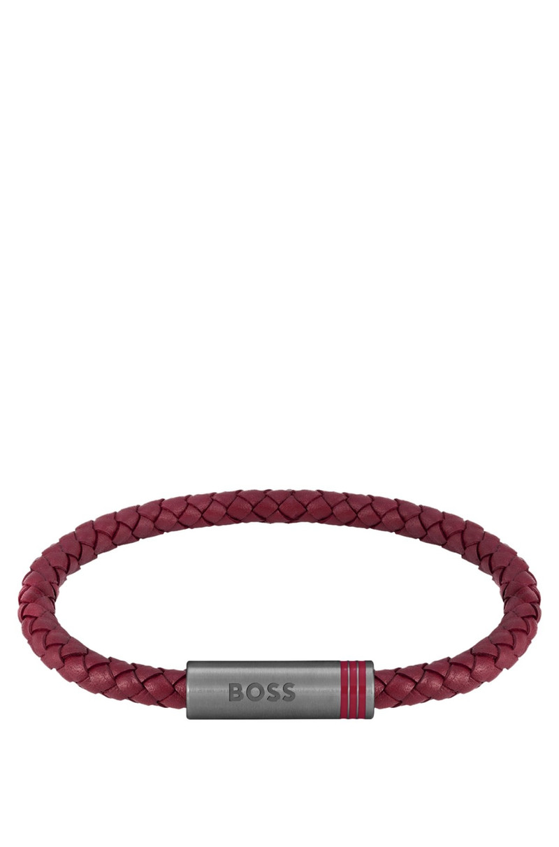 RED BRAIDED-LEATHER CUFF WITH MAGNETIC LOGO CLOSURE 3
