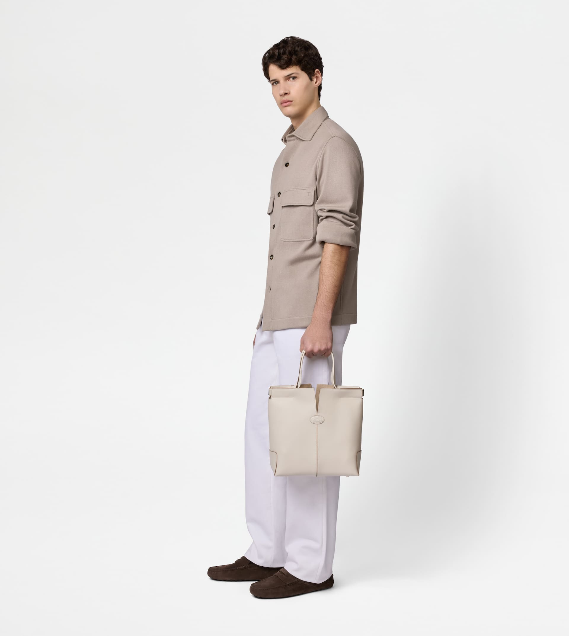 TOD'S DI BAG FOLIO IN LEATHER SMALL - OFF WHITE - 5
