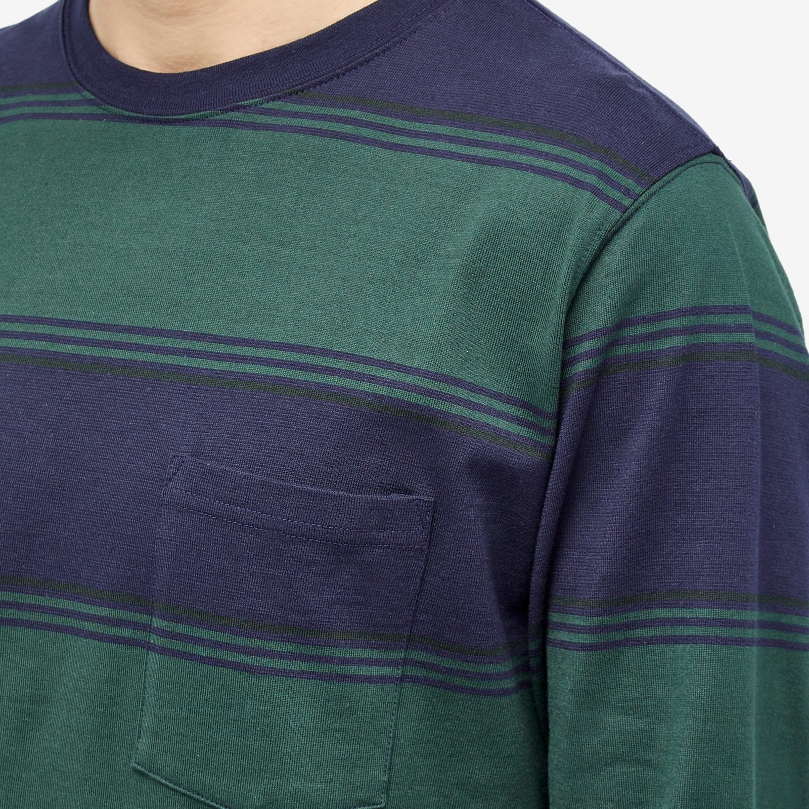 Beams Plus Long Sleeve Stripe Pocket T-Shirt - 5