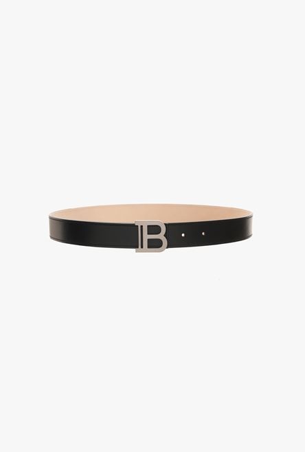 Smooth khaki leather B-Belt belt - 1