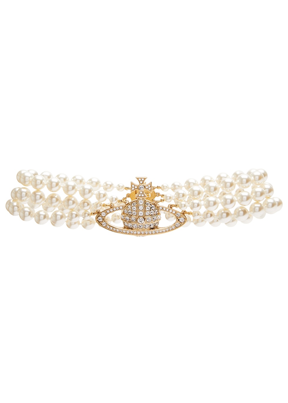 Vivienne Westwood Orb Crystal-embellished Pearl Bracelet in White