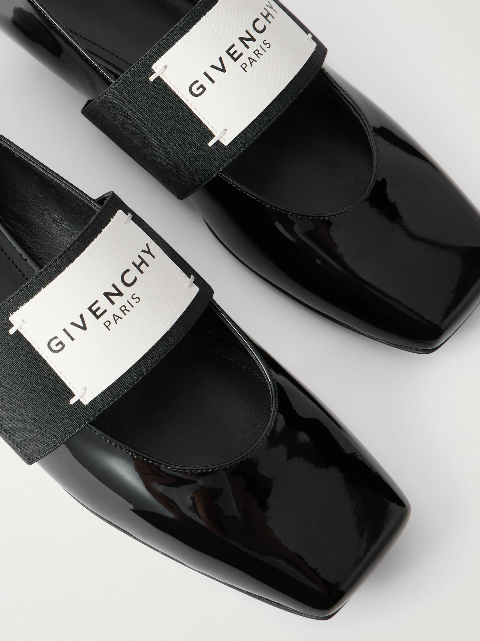 Logo-appliquéd patent-leather ballet flats Black - 4