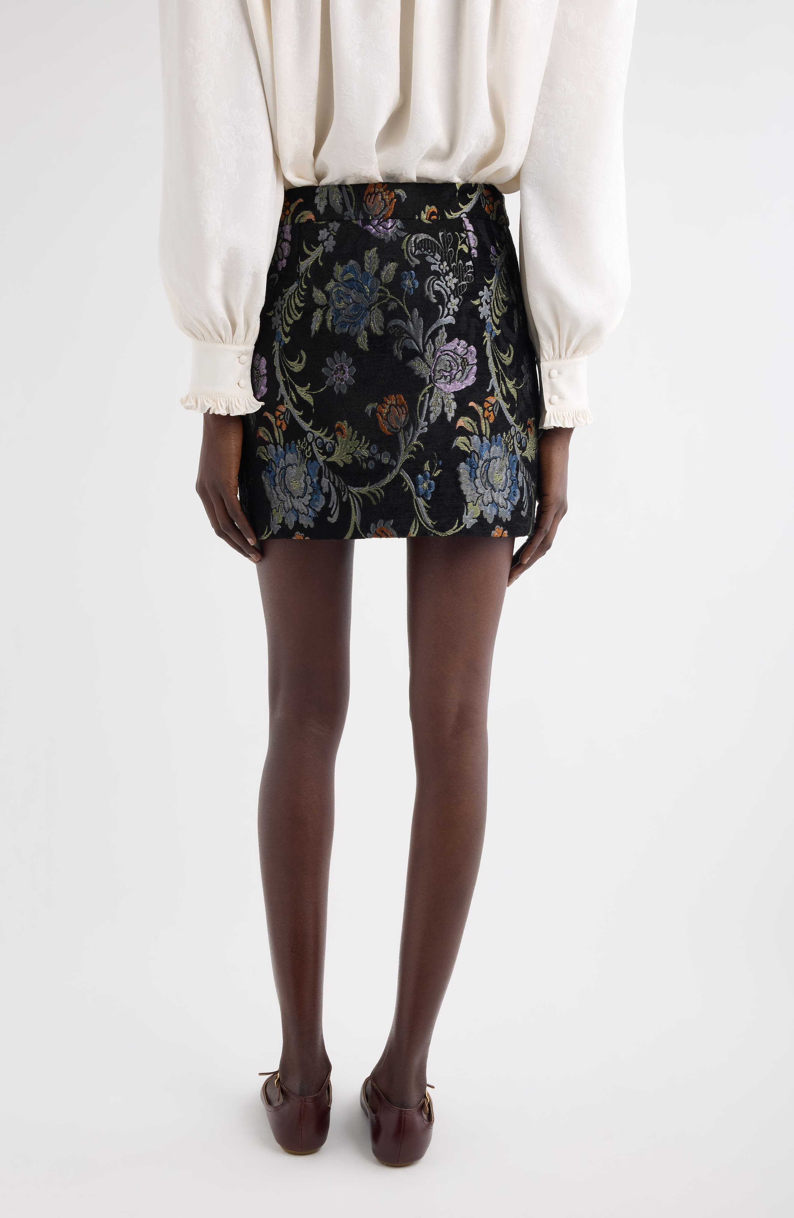 Chloé Floral Tapestry Jaquard Miniskirt in Multicolor Black at Nordstrom - 3