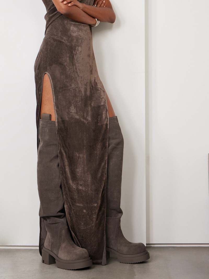 Rick Owens Wader Bogun Suede Over-the-knee Platform Boots outlook