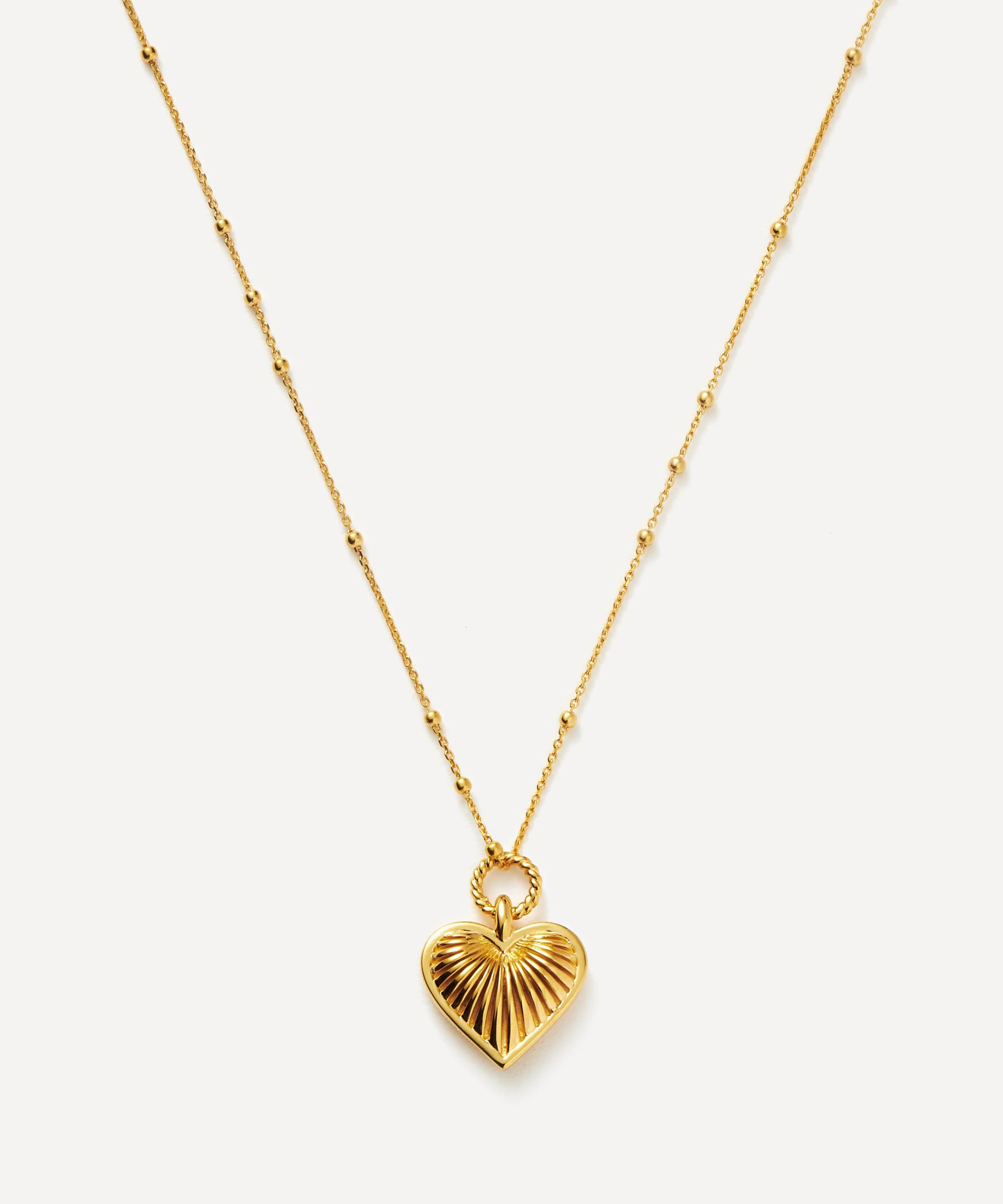 18ct Gold-Plated Vermeil Silver Ridge Heart Pendant Necklace - 1