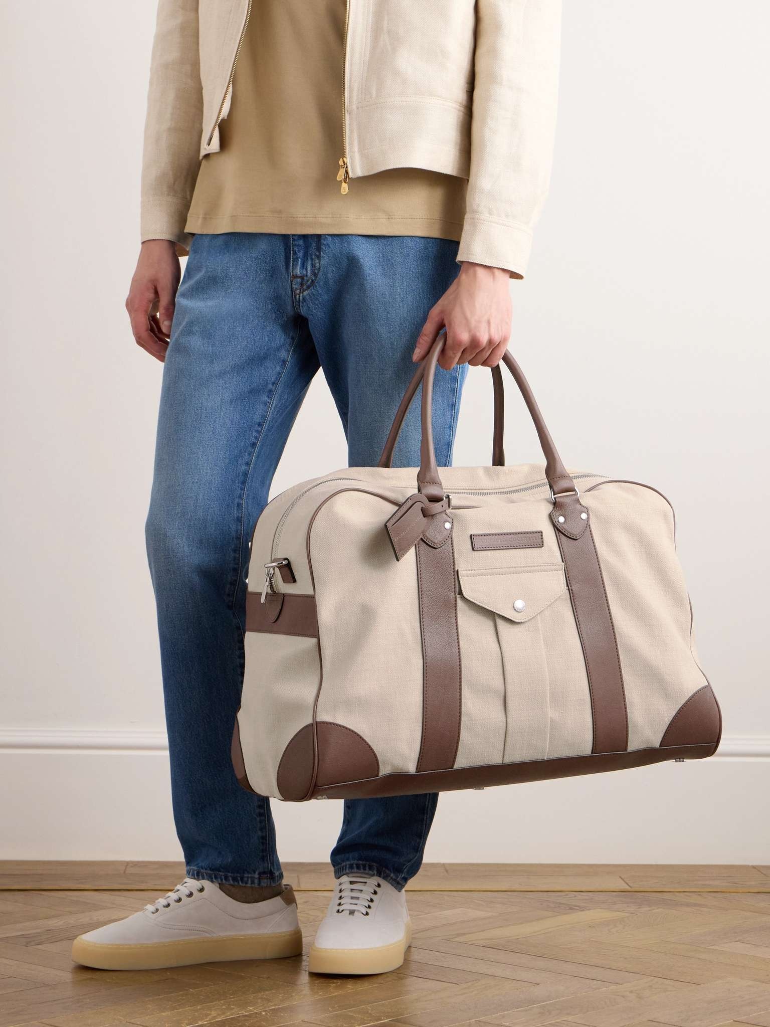 Leather-Trimmed Canvas Holdall - 2