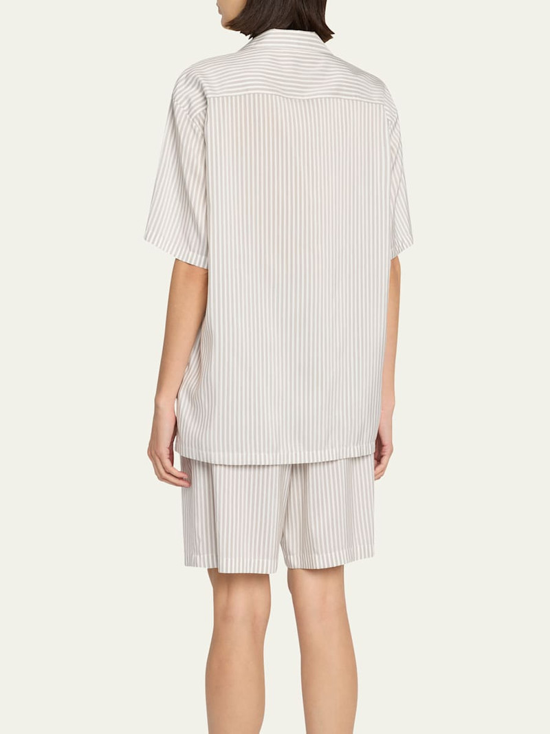 The Row Jorge Striped Silk Camp Shirt outlook