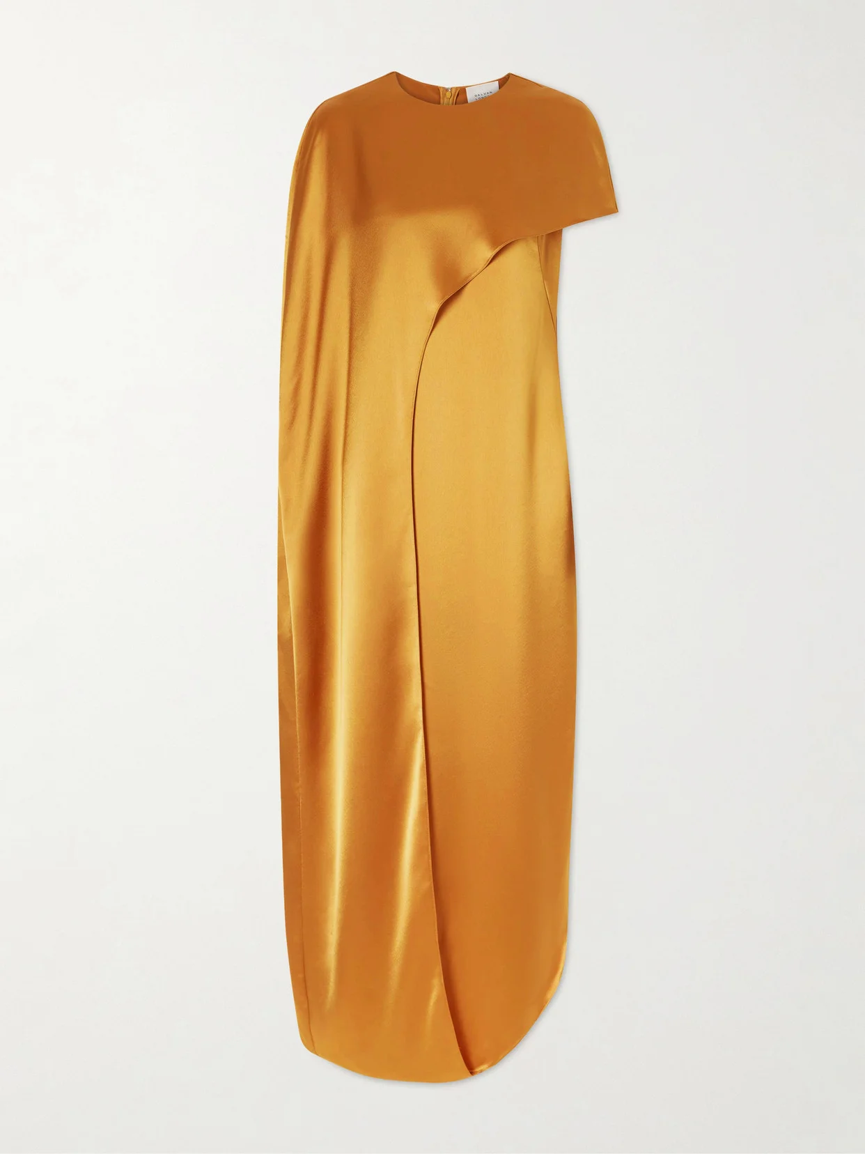 Clandestine Cape-effect Asymmetric Satin Gown - 1