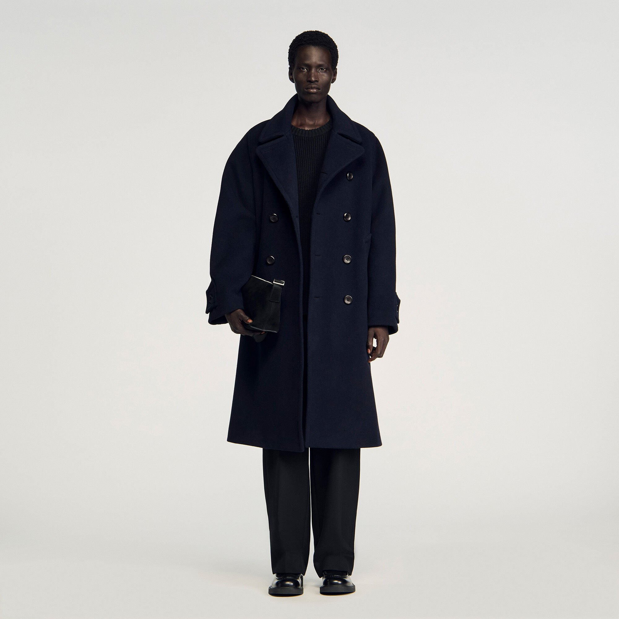 DOUBLE-BREASTED WOOL COAT - 1