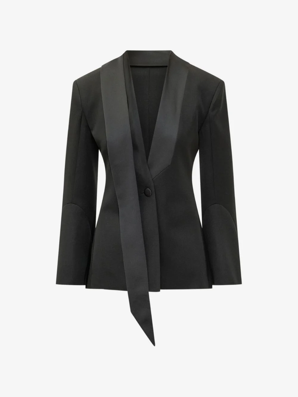 asymmetric-scarf lapel blazer - 1