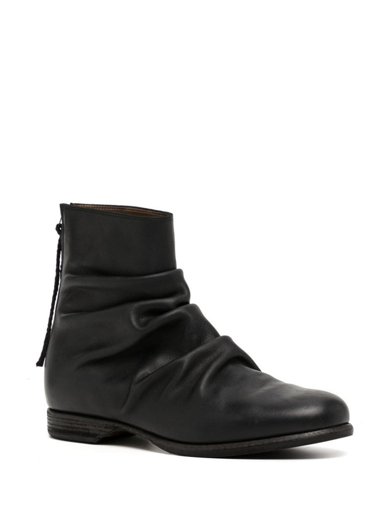 Yohji Yamamoto pleat-detail leather boots outlook