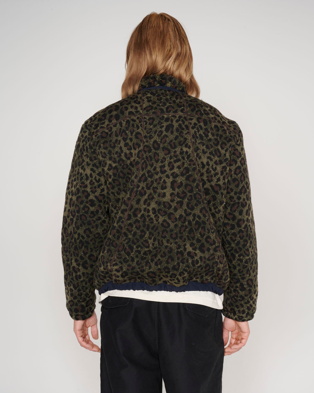 Leopard Reverse Sherpa Jacket - Olive - 7