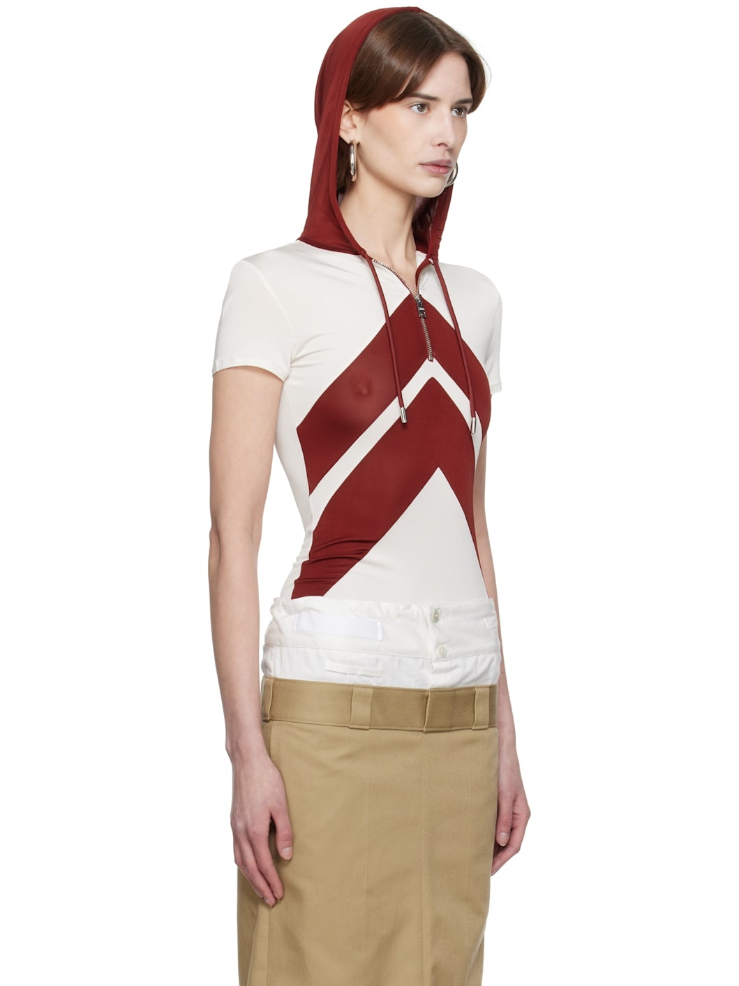 White & Burgundy 'The Chevrons' Hoodie - 2