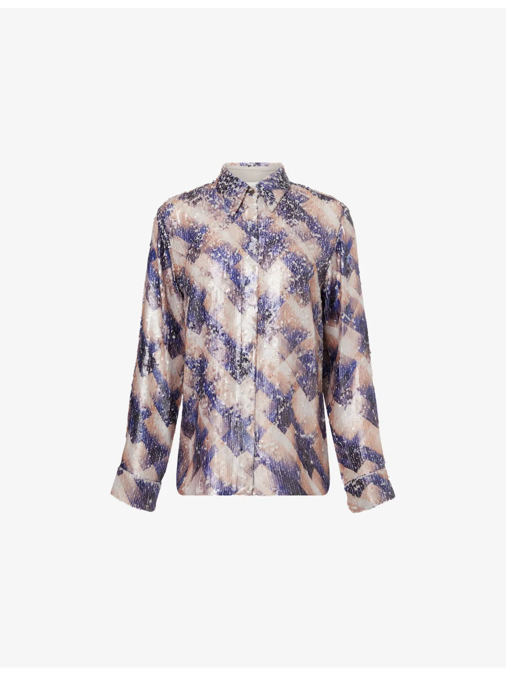 Sequin Curved-Hem Woven Shirt - 1
