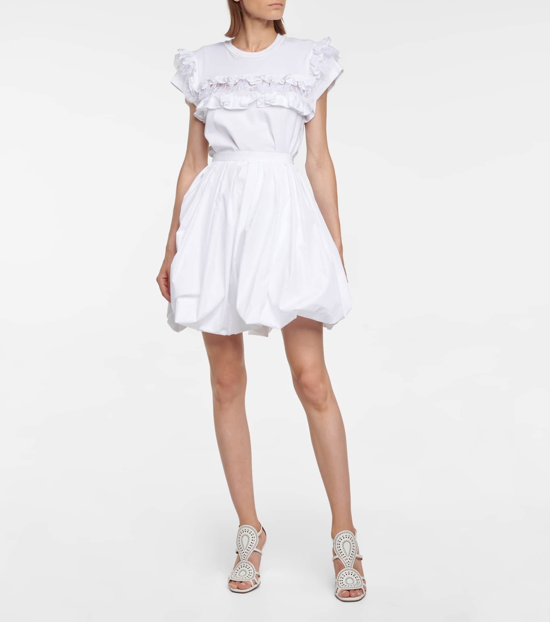 Cotton-blend poplin miniskirt - 2