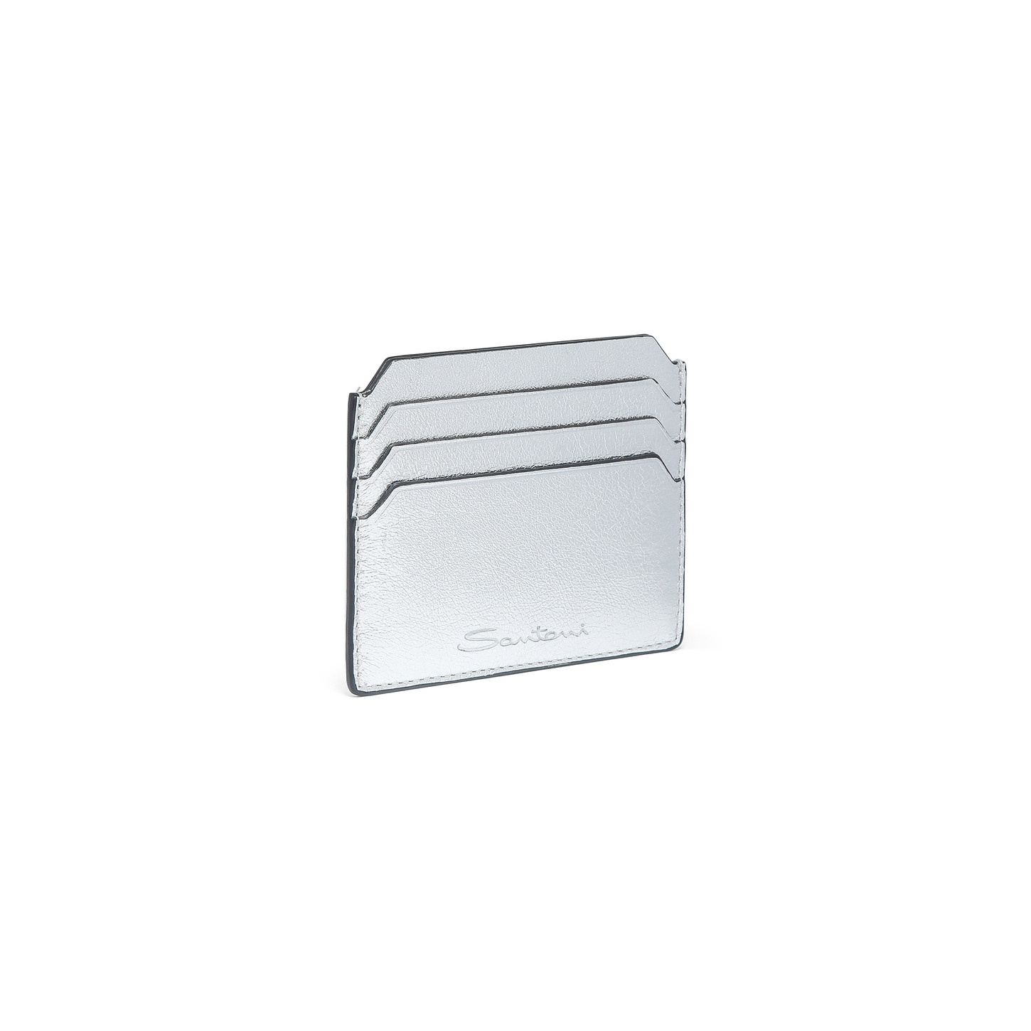 Silver laminated leather credit card holder - 3