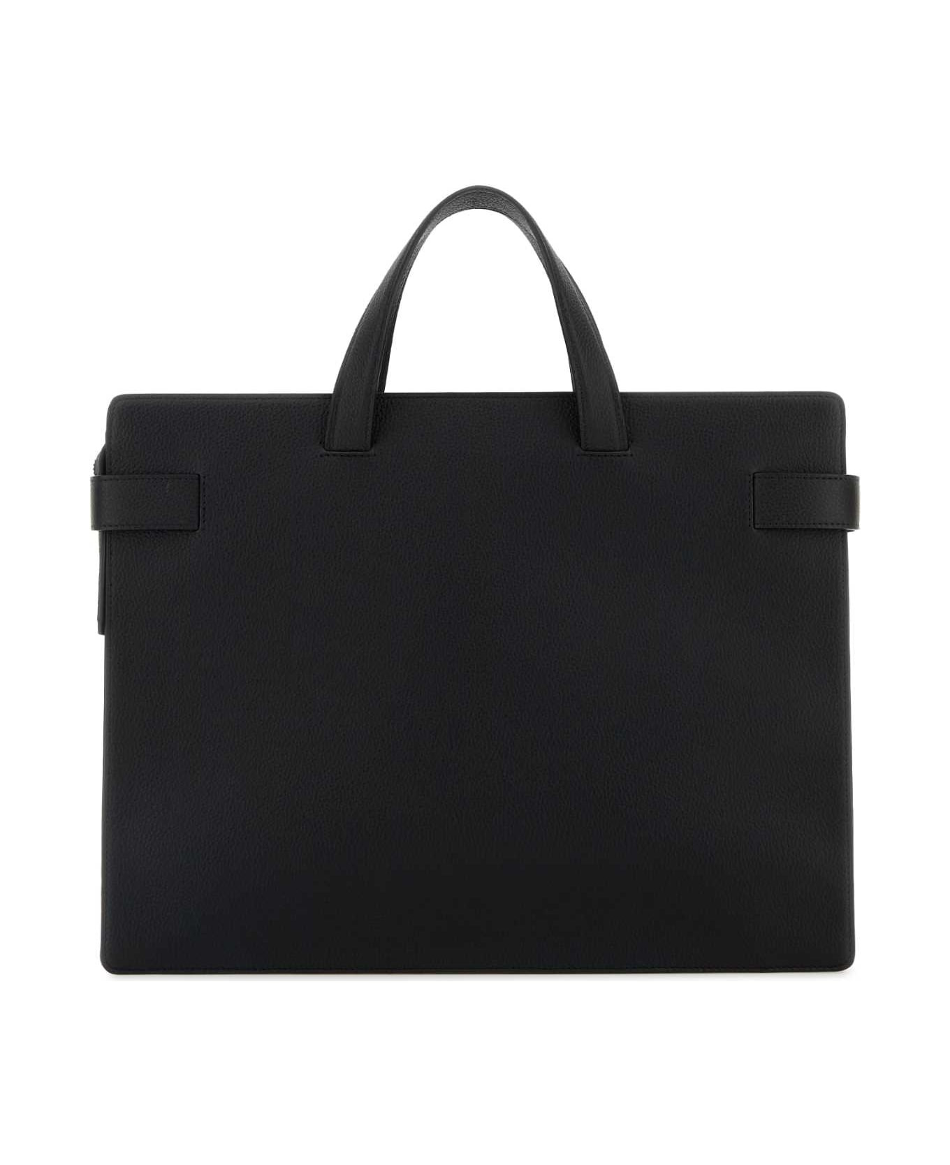 Black Leather Twins Briefcase - 3