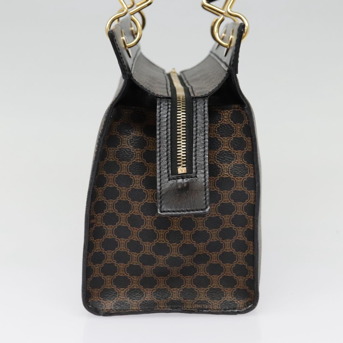 CELINE Macadam Canvas Hand Bag Pvc Leather Black Gold - 3