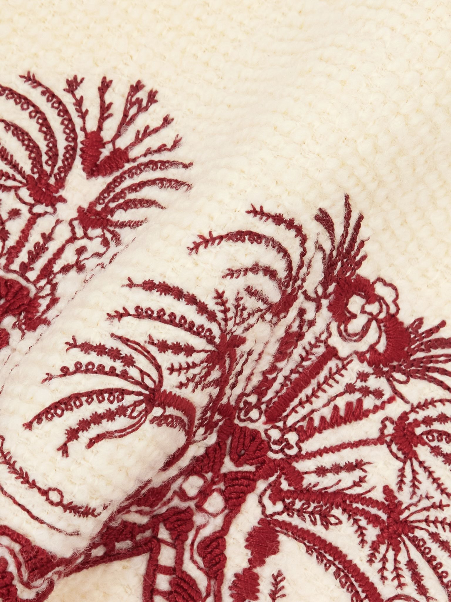 Embroidered wool-tweed skirt Cream - 4