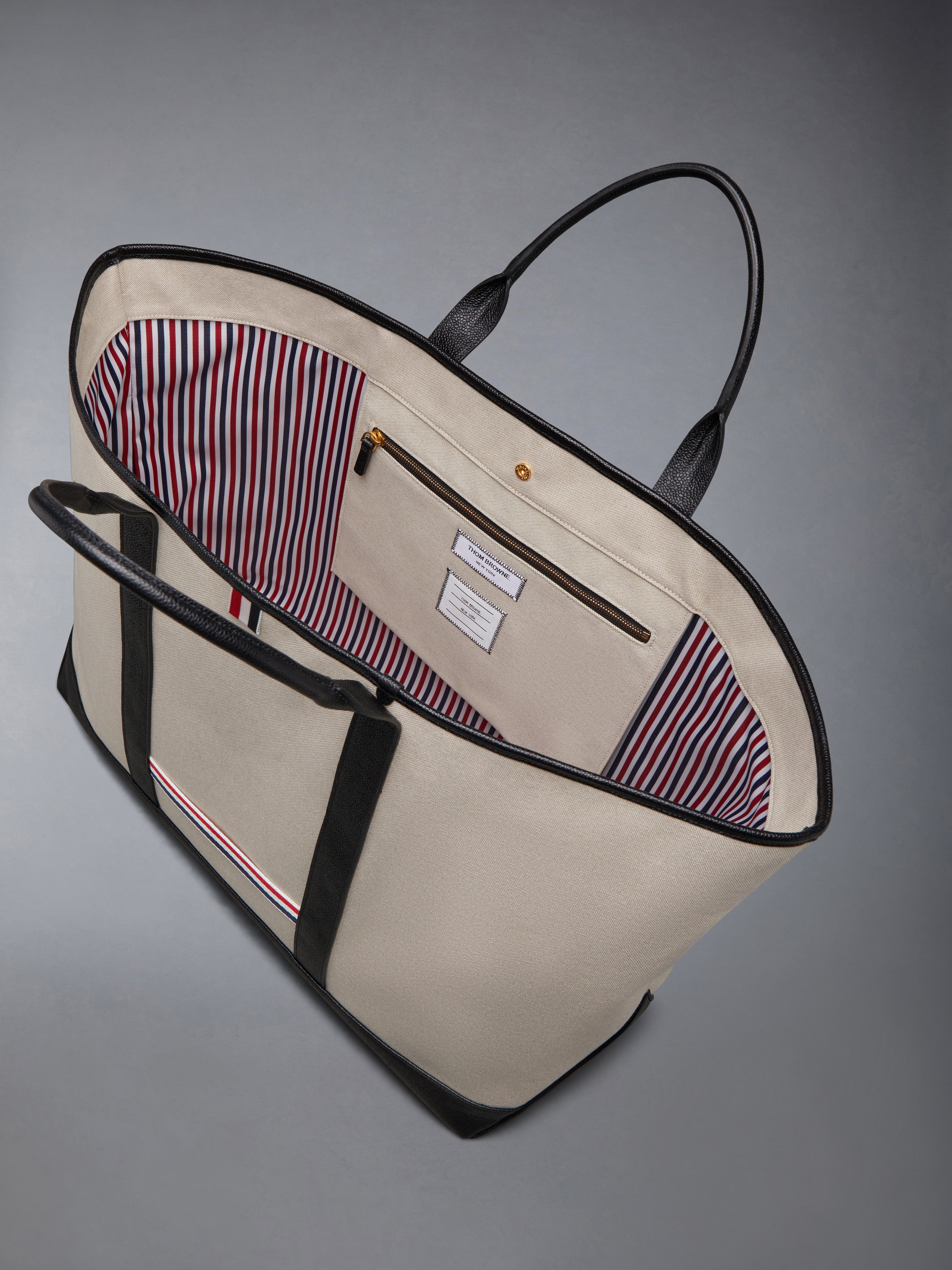 COTTON CANVAS LEATHER  OVERSIZED TOOL TOTE - 6