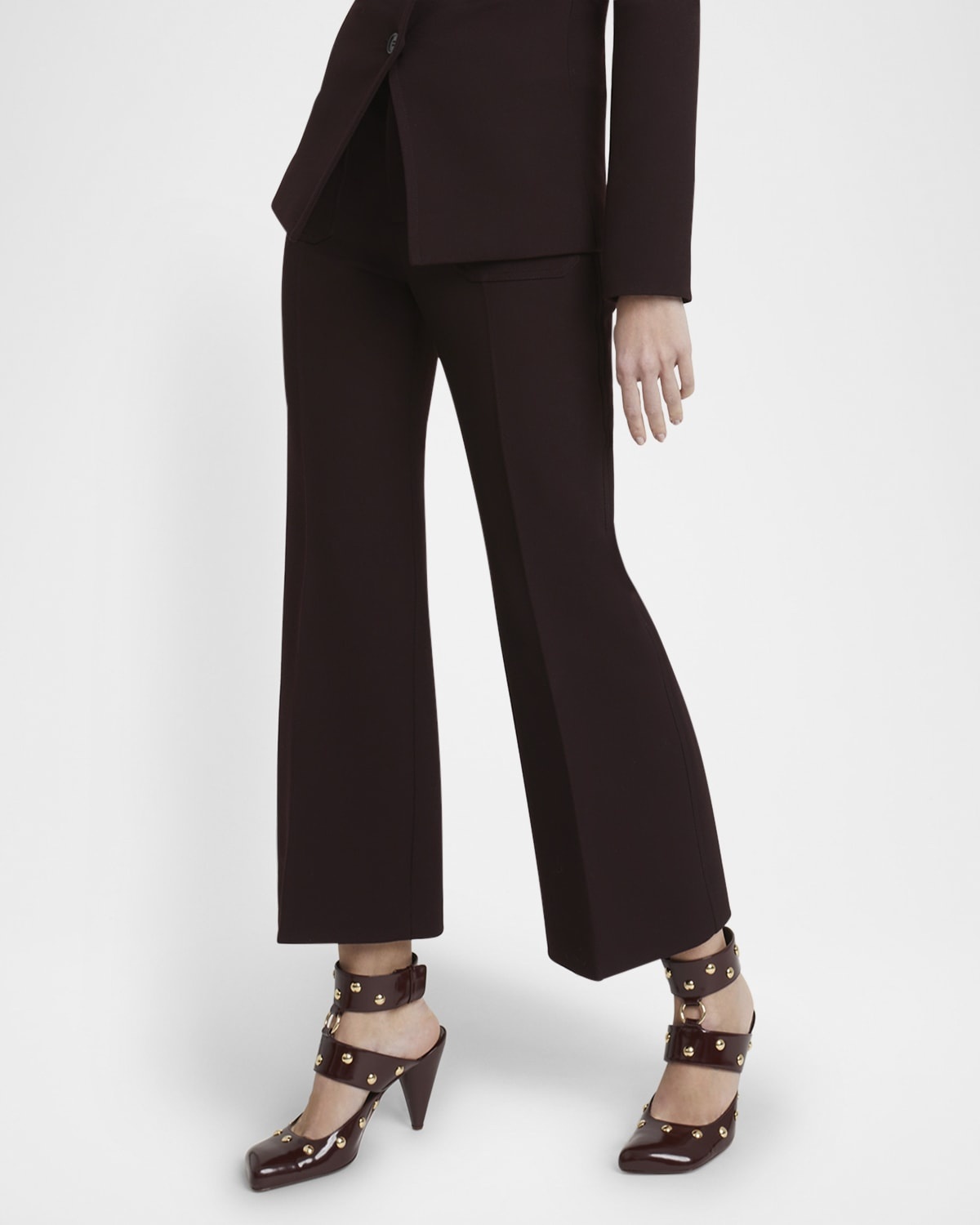 Flared Crop Cavalry Wool Trousers - 7