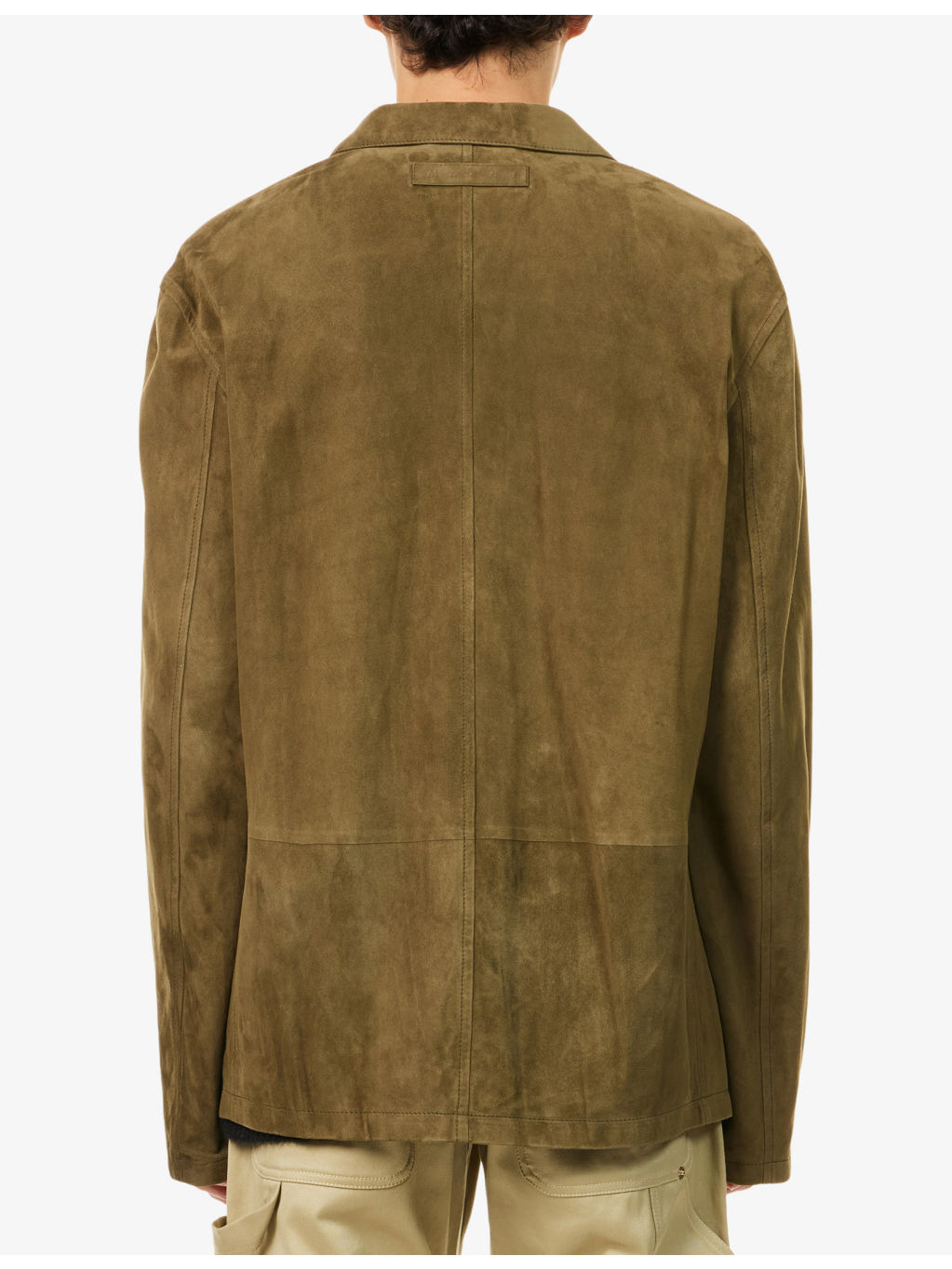 Notched-Collar Patch-Pocket Suede Blazer - 4
