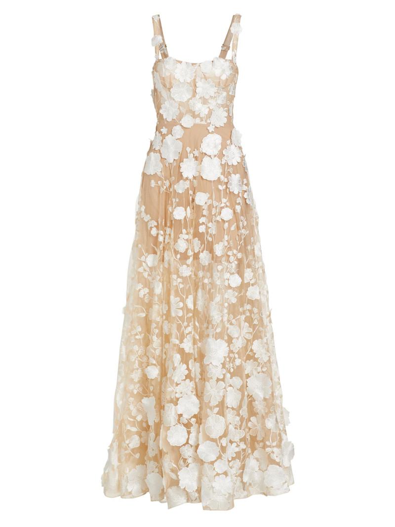 Women's Jasmine Embroidered Floral Gown - Cream 1