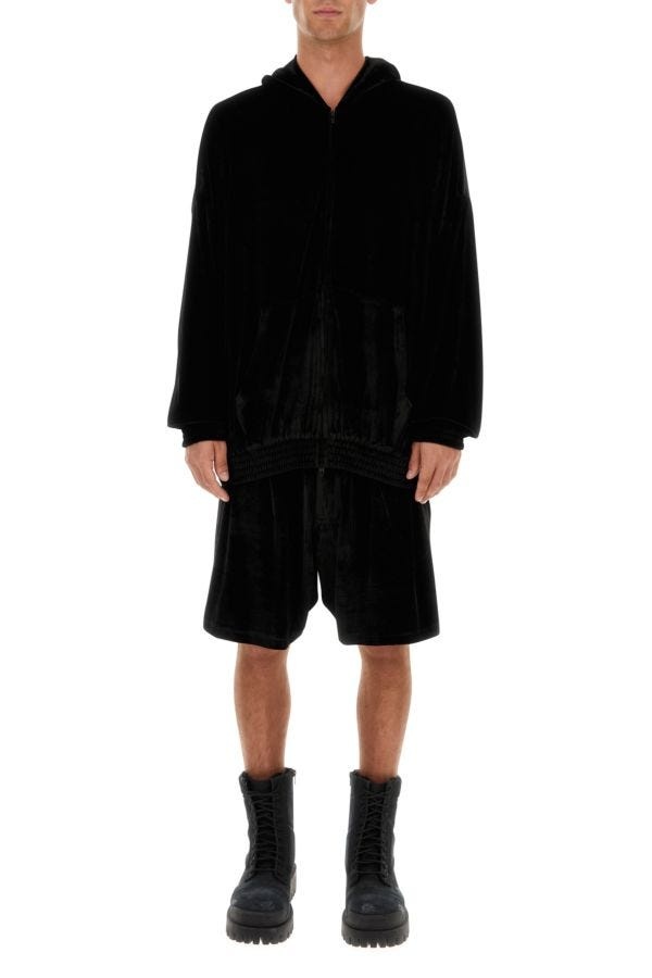 Black velvet oversize sweatshirt - 2