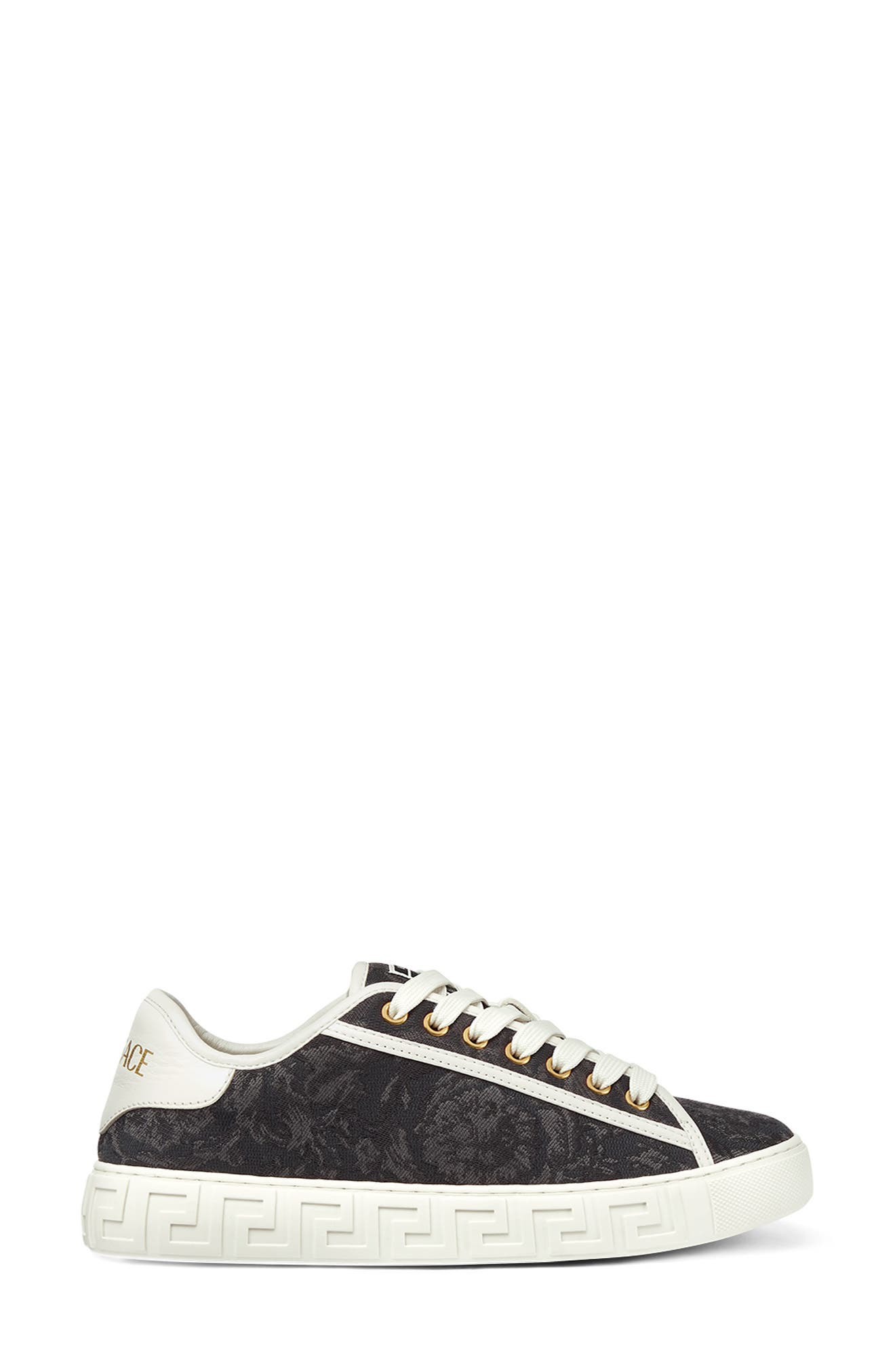 Versace Barroco Greca Jacquard Low Top Sneaker in Black/Off White at Nordstrom - 3