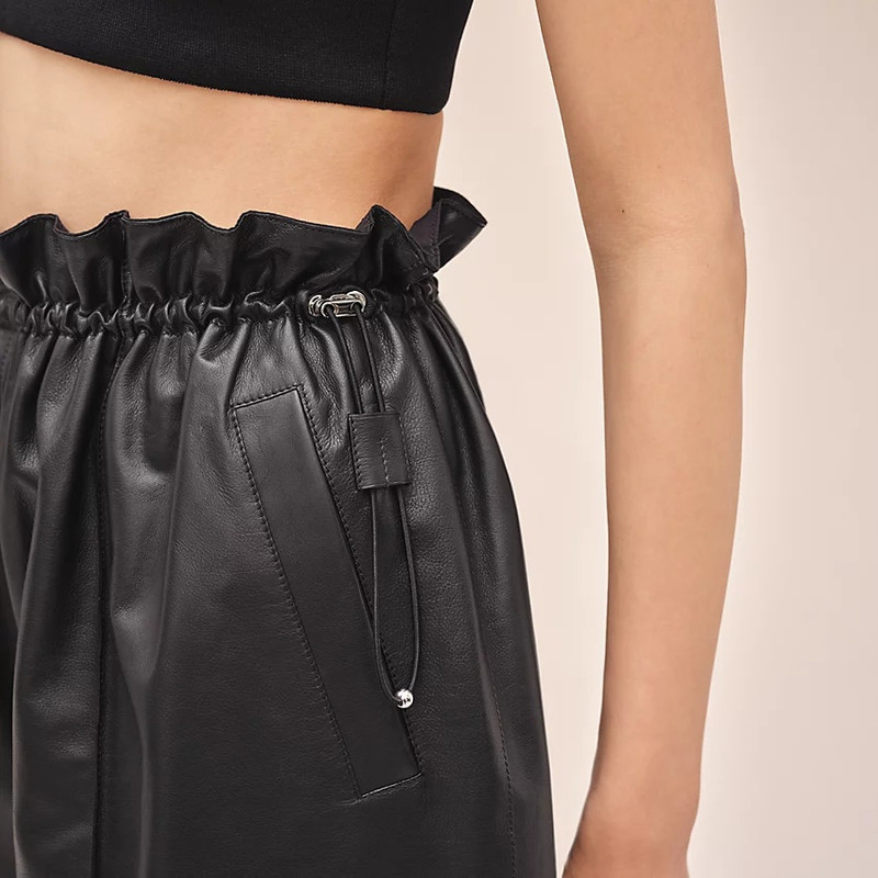 Leather shorts with elastic waist 3